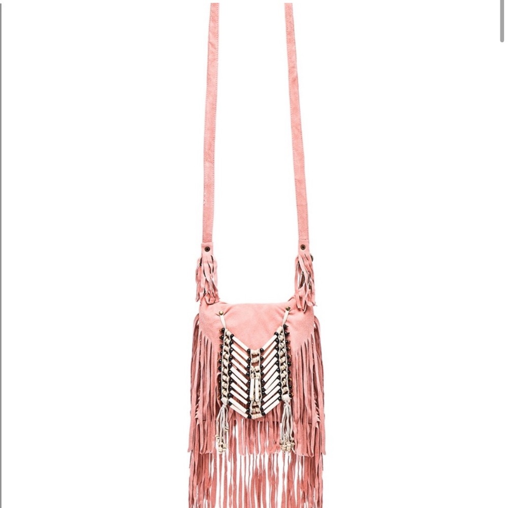 Spell & Gypsy wild belle purse fringed beads boho rare pink mini purse